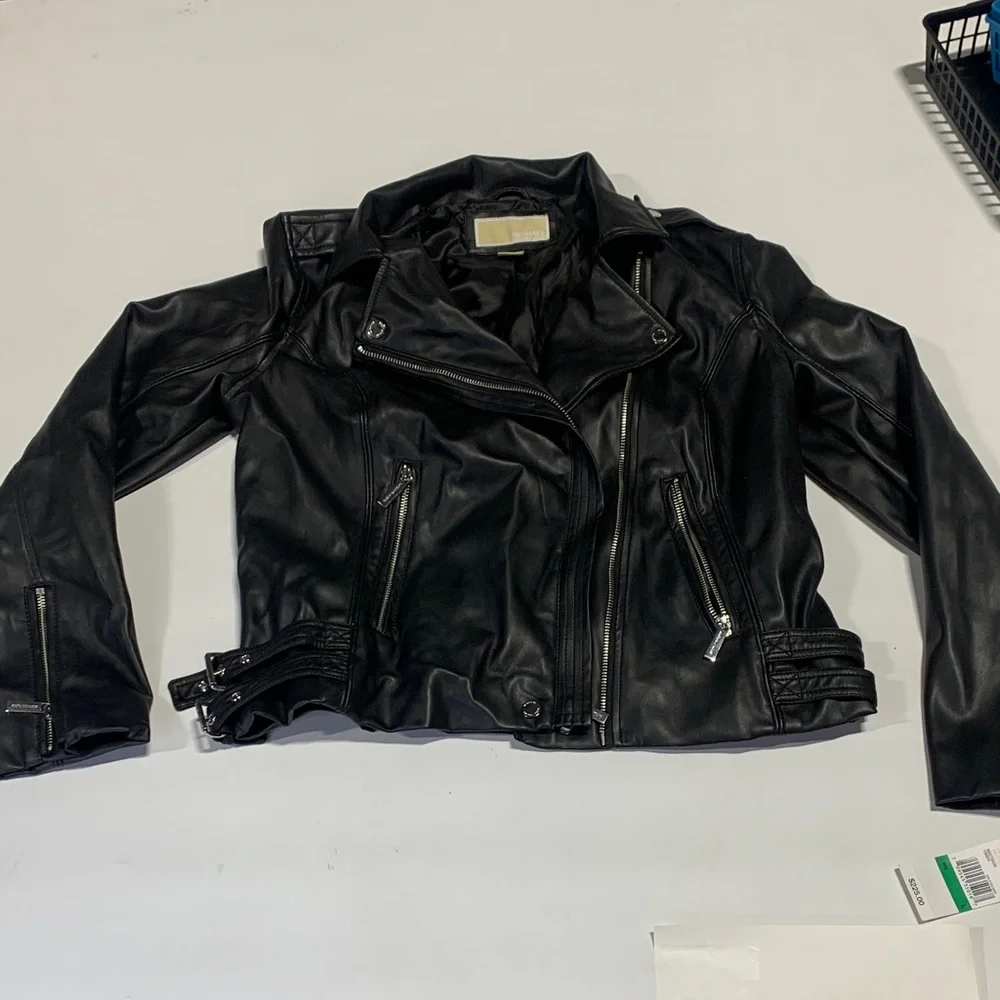 Michael Kors Ruched leather biker jacket - Women’s‎ L - 327